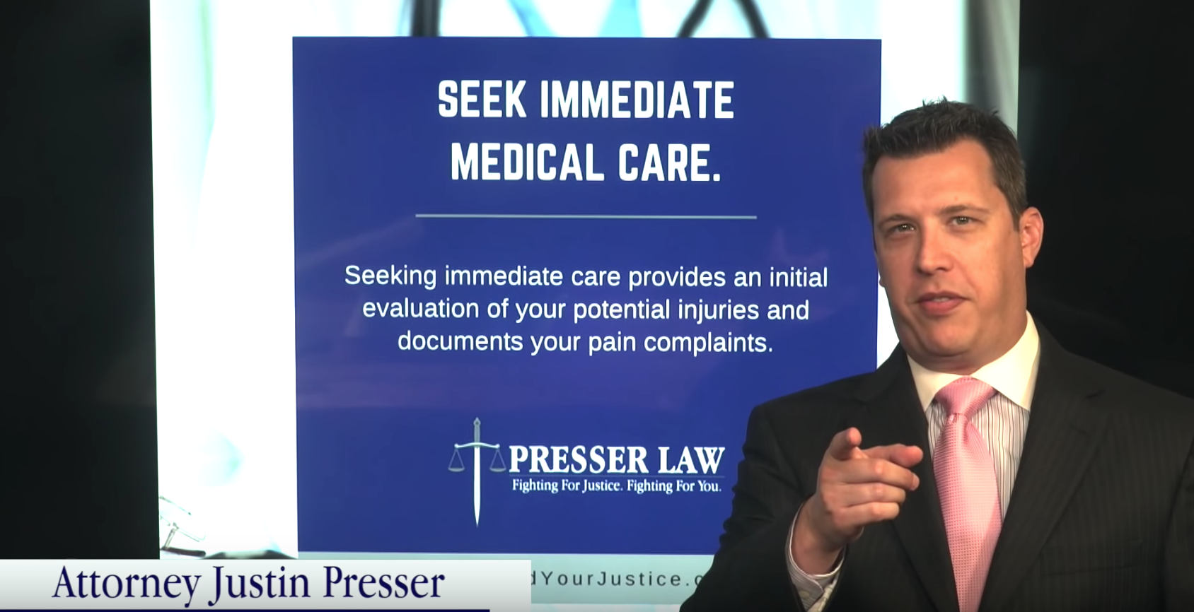 Benefits of immediate medical care in injury cases by attorney Justin Presser