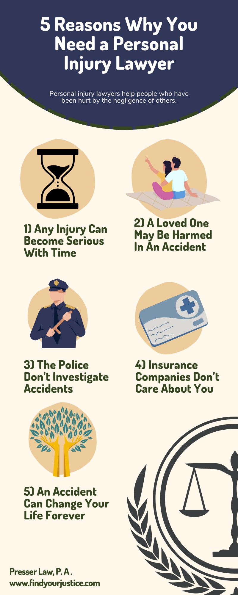 Infografía de 5 razones por las que necesita un abogado de lesiones personales